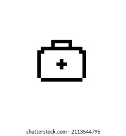 pixel ambulanse icon medicine case  sign vector cartoon