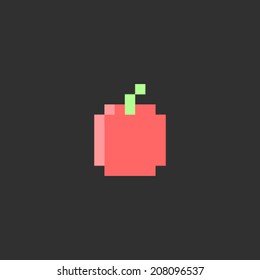 Pixel apple. Fruit icon, for game, app, web, flyer, brochure, card, poster. Simple game symbol. Easy to edit. Vector illustration - EPS10.