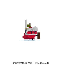 Pixel apple knight.8bit character.