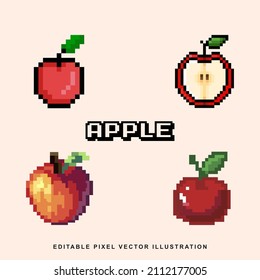 Pixel apple set creative design icon vector illustration for video game asset, motion graphic and others