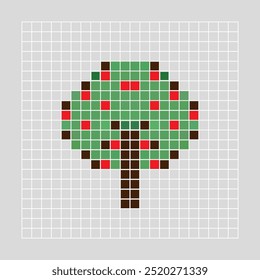 Pixel Ilustración vectorial de árbol de manzana 