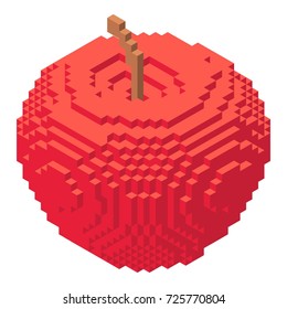 Pixel apples icon. Isometric illustration of pixel apples vector icon for web