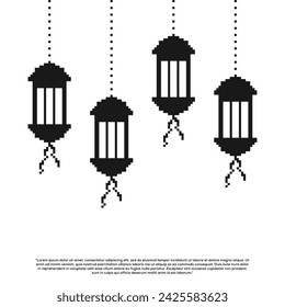 Pixel Arabic traditional Ramadan Kareem eastern lanterns