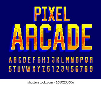 Pixel Arcade Alphabet Font Digital 3d Stock Vector (Royalty Free ...