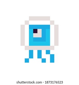 Pixel arcade game flat icon on white background vector illustration