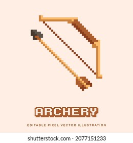 Pixel archery creative design icon vector illustration for video game asset, motion graphic and others