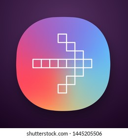 Pixel arrow app icon. Forward indicator, right marker. Indicating sign. Pixel gaming arrow. Mosaic navigation symbol. UI/UX user interface. Web or mobile application. Vector isolated illustration