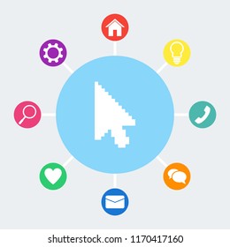 Pixel arrow cursor. Vector icon.