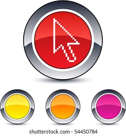 Pixel arrow glossy round web buttons.