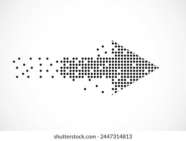 Pixel arrow, isolated dotted graphic element, vector illustration