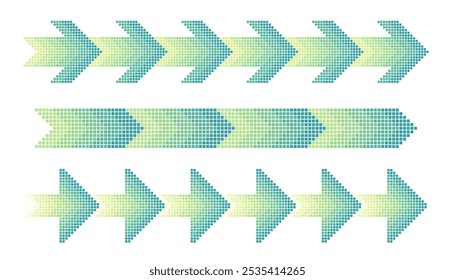 Pixel arrow line divider set. Green border