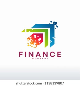 Pixel Arrow logo designs concept vector, Financial logo template, Fintech logo designs