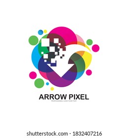 Pixel Arrow logo designs concept vector, Arrow pixel colorful logo template vector illustration design
