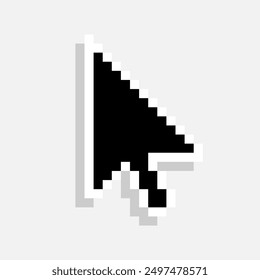 Pixel arrow mouse cursor black icon. Clipart image isolated on white background