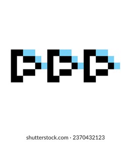 Pixel arrow on white background.