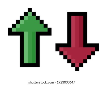 Pixel arrow showing an increase and decrease (vector)