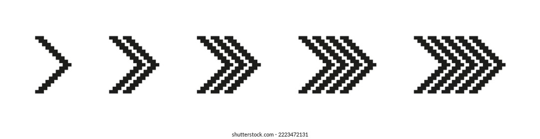Pixel Arrow sign. Black arrow symbol vector sign isolated on white background. EPS 10