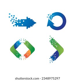 Pixel arrow technology logo illustration