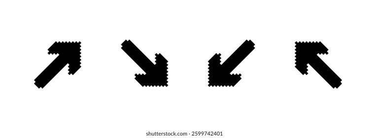Pixel arrow vector set. Collection of direction arrows.