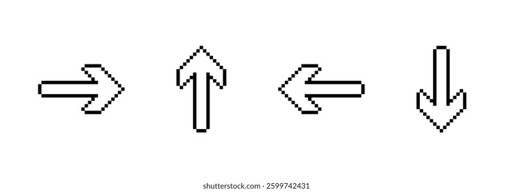 Pixel arrow vector set. Collection of direction arrows.