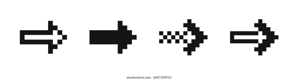 Pixel arrows. Arrow vector set