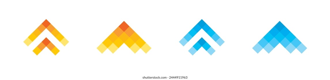 Pixel arrows. Pixel art arrow icons. 8 bit pixel arrows vector icon. 