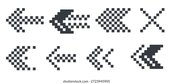 Pixelpfeile. Pfeile Pixel Kunst. Pfeile Symbole Konzept. Pfeilrichtung. Vektorgrafik