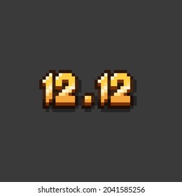 Pixel art 12.12 gold text design.