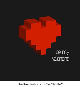 Pixel Art 3d Heart For Valentine Day