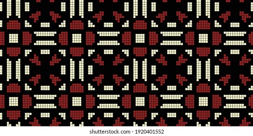 Pixel art 8 bit background Seamless Pattern, colors:  Black , Brown, LemonChiffon 