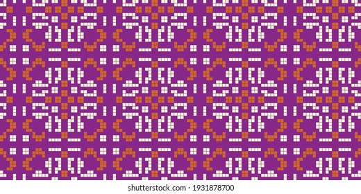 Pixel art 8 bit background Seamless Pattern, colors:  Magenta, DarkOrange, Cornsilk