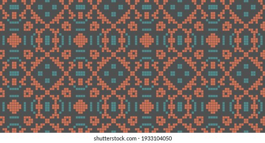 Pixel art 8 bit fondo Patrón sin soldadura, colores:  gris, gris oscuro, gris oscuro, salmón