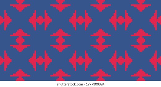 Pixel art 8 bit background Seamless Pattern. Vector illustration  Colors:  Tory Blue, Amaranth