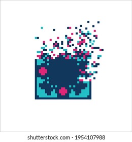 Pixel art 8 bit dispersed filled rectange, illustration for graphic design