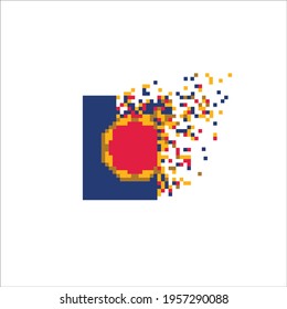 Pixel art 8 bit dispersed filled rectange, illustration for graphic design