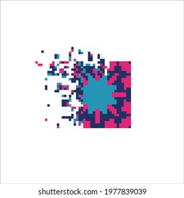 Pixel art 8 bit dispersed filled rectange, illustration for graphic design