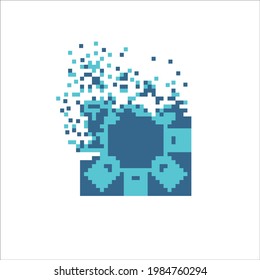 Pixel art 8 bit dispersed filled rectange, illustration for graphic design