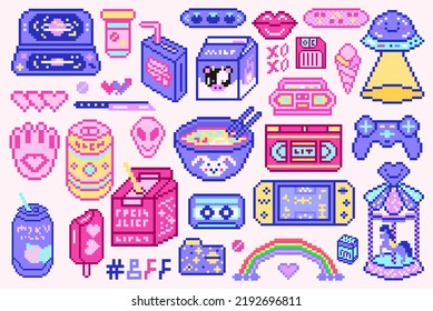 Pixel Art 8 Bit Objects Retro Stock Vector (Royalty Free) 2192696811 ...