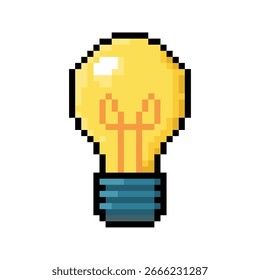 Arte de píxeles estilo de 8 bits de Edison o bombilla de filamento. Ilustración vectorial