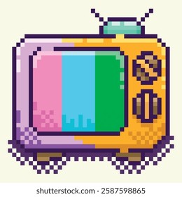 pixel art, 80s television, editable vector, vector, old tv, editable pixel art.