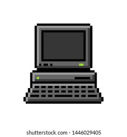 Pixel art 8-bit arcade game old computer - isolated vector illustration