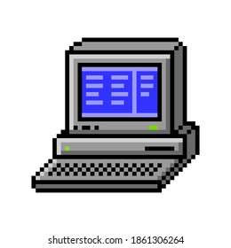 Pixel art 8-bit arcade game old computer - isolated vector illustration	