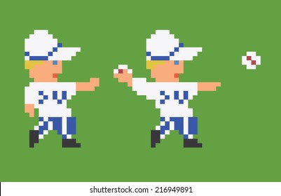 pixel art 8bit baseball player in white uniform