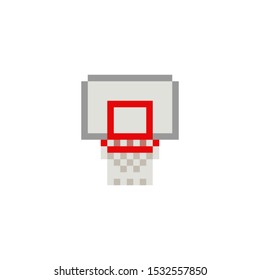 Pixel art 8-bit basketball ring on white background - isolated vector illustration