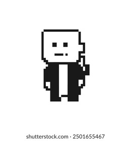 Pixel art 8-bit character. Isolated vector illustration