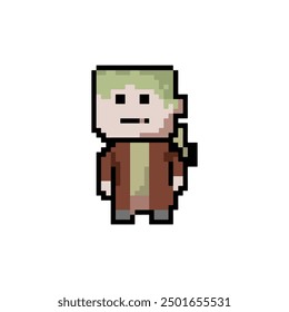 Pixel art 8-bit character. Isolated vector illustration