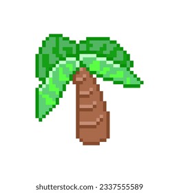  El arte de los píxeles, palmera linda de 8 bits. Activos digitales de juego retro. Videojuego vintage.