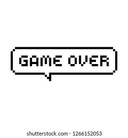 Pixel art 8-bit Game over bubble speech - isolated vector illustration