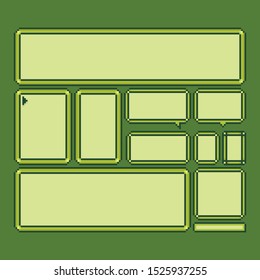 Pixel art 8bit game speech balloon set.