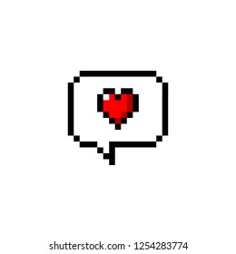 Pixel art 8-bit Heart speech bubble - isolated vector illustration
